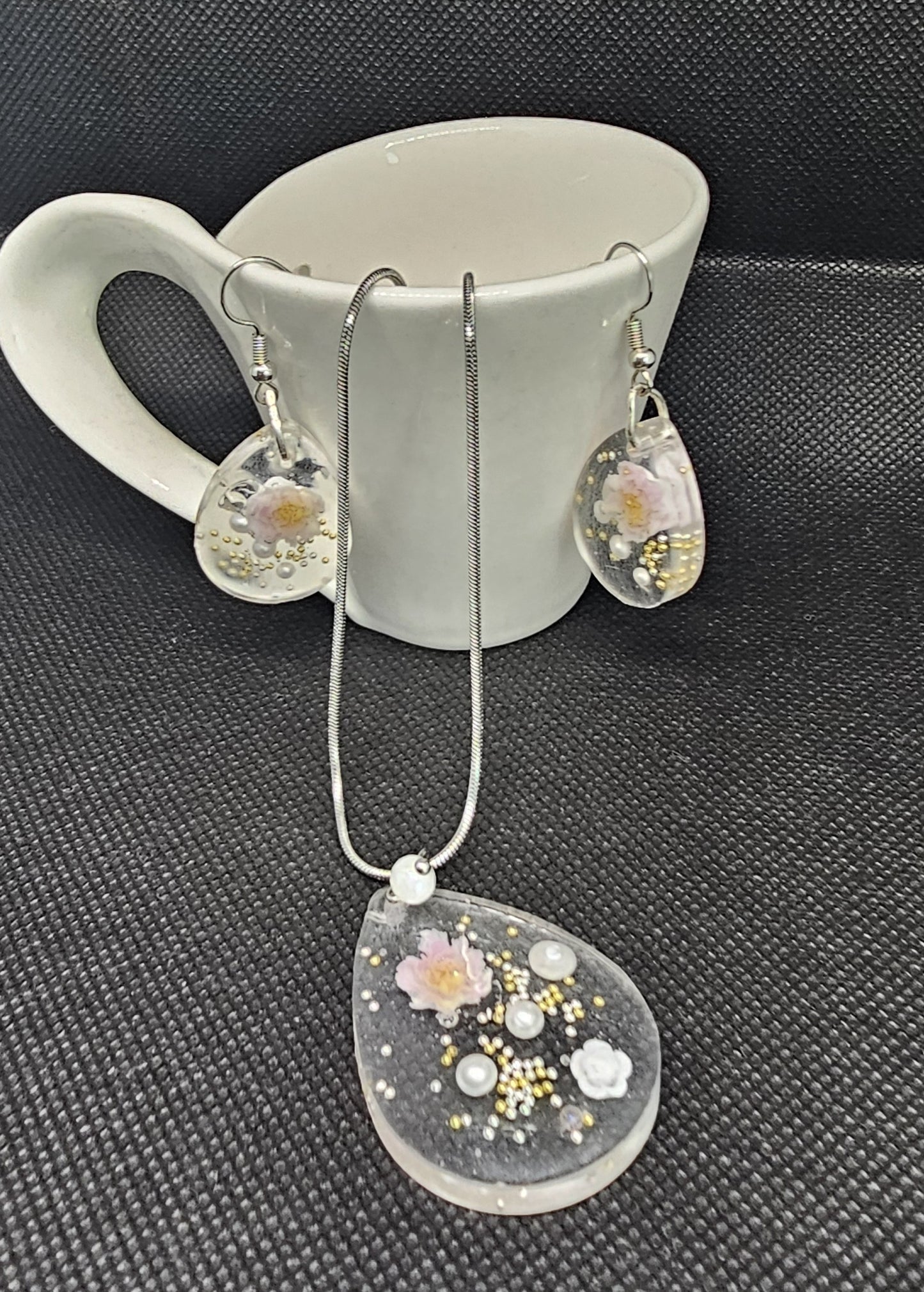 Blossom Raindrop Jewellery Set – Stainless Steel & Resin image 3