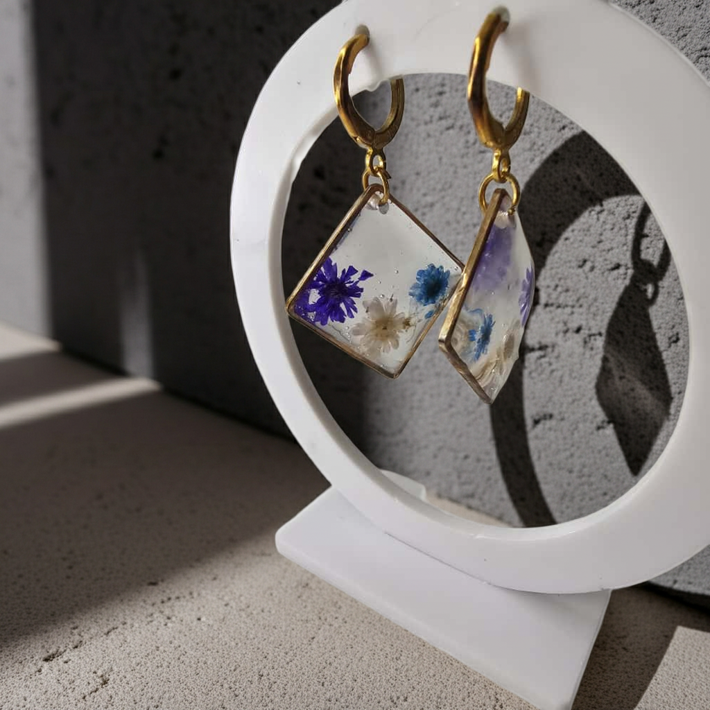 Handmade – Blue Meadow Resin Earrings