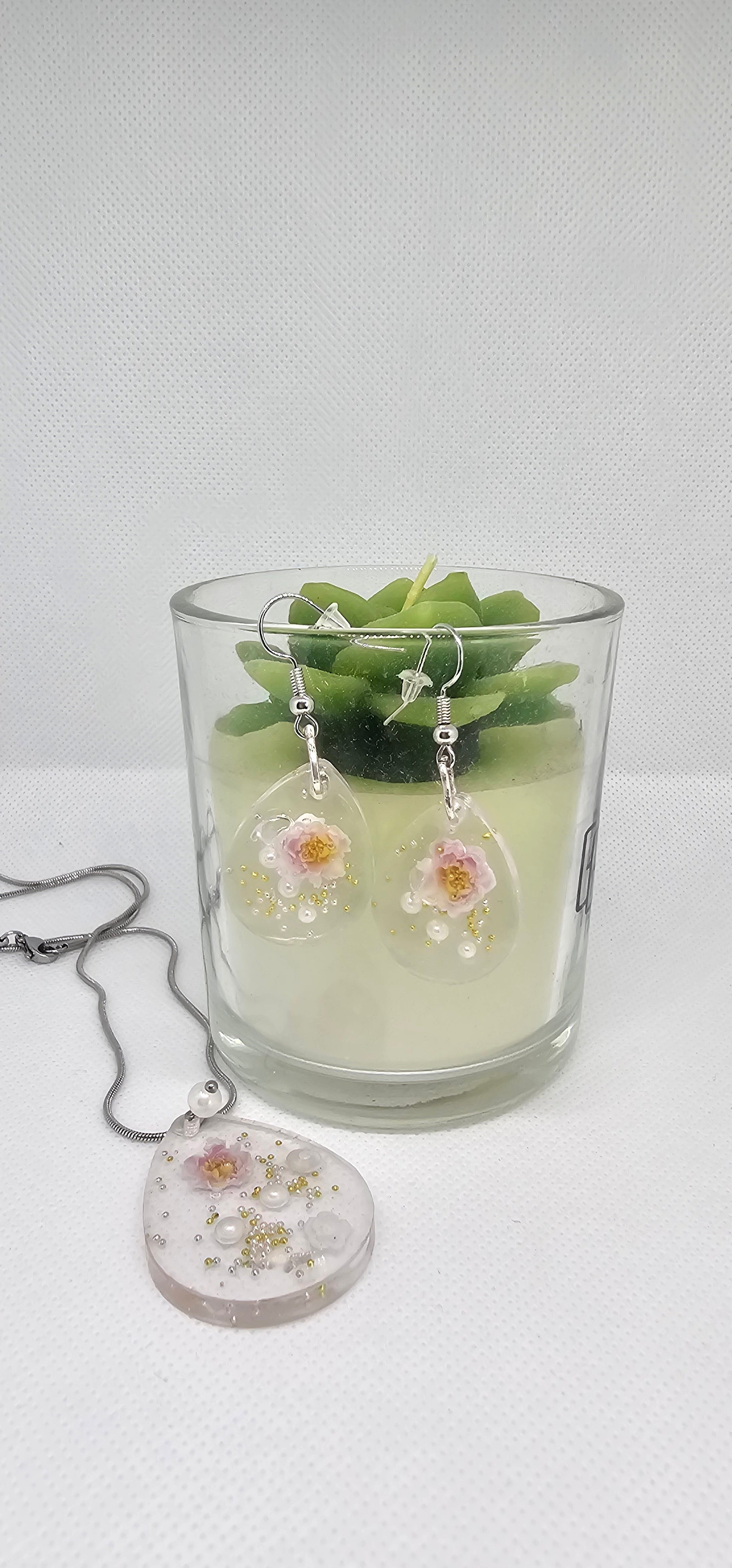 Blossom Raindrop Jewellery Set – Stainless Steel & Resin image 0