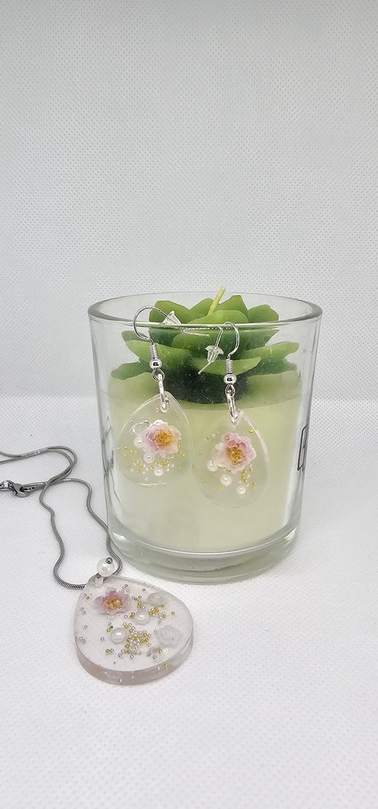 Blossom Raindrop Jewellery Set – Stainless Steel & Resin image 0