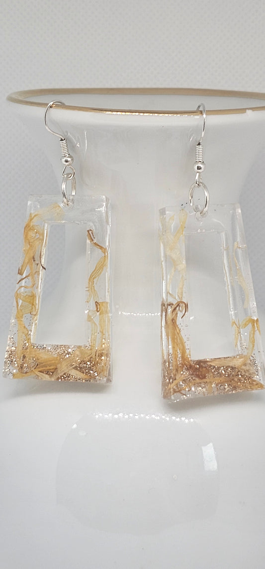 Tea Leaf Window Earrings – Real Tea Leaf in Resin image 0
