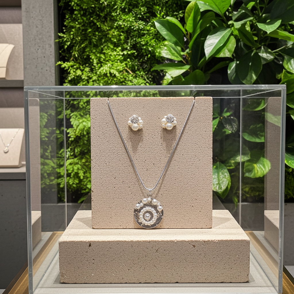 Handmade – Pearl Radiance Resin Jewellery Set (Necklace & Earrings)