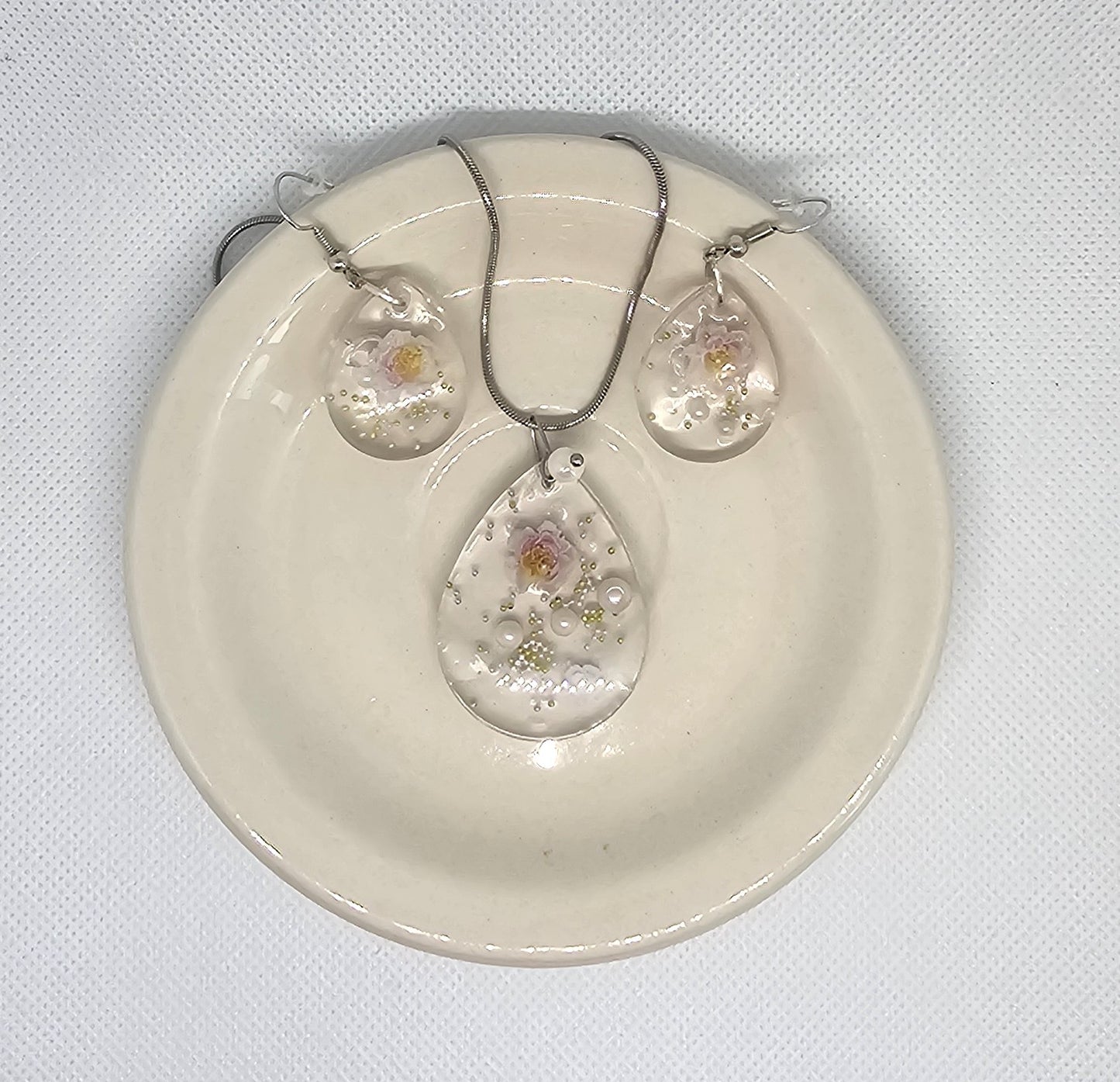 Blossom Raindrop Jewellery Set – Stainless Steel & Resin image 4