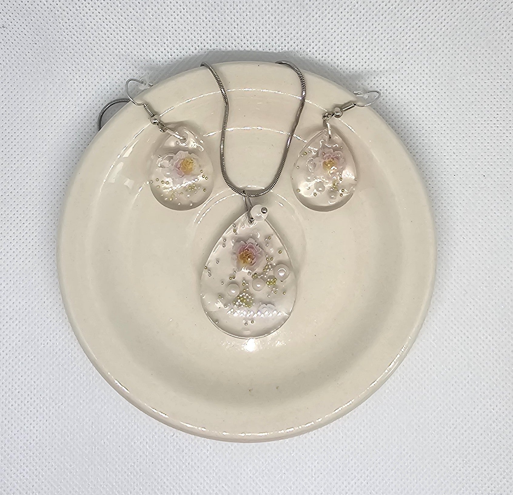 Blossom Raindrop Jewellery Set – Stainless Steel & Resin image 4