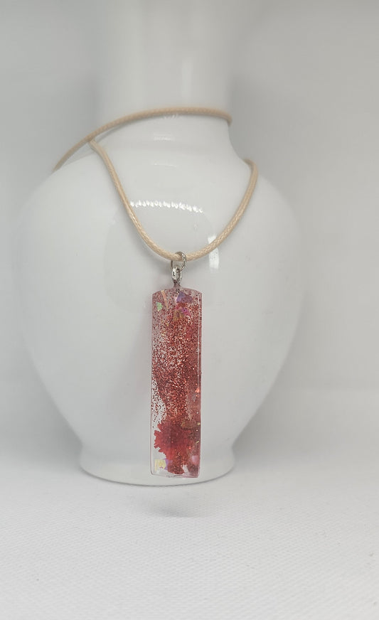 Red Floral Resin Pendant Necklace | Grounding Collection image 0