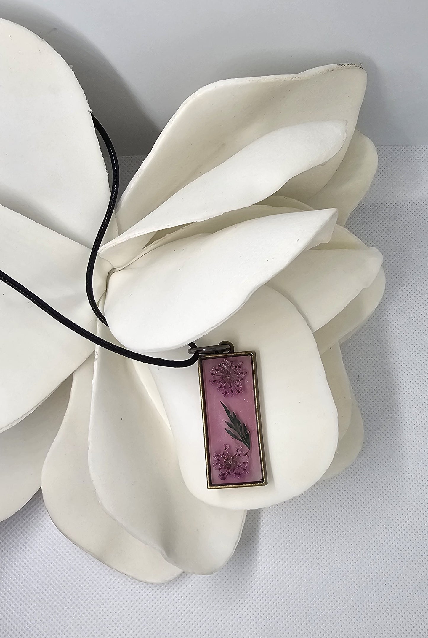 Wild Meadow Botanical Pendant – Antique Bronze & Resin Necklace image 1