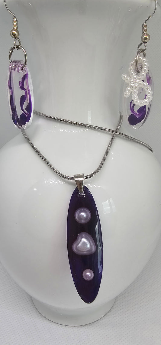 Purple Love Resin Set – Necklace & Earrings | ResinDream Jewellery image 0