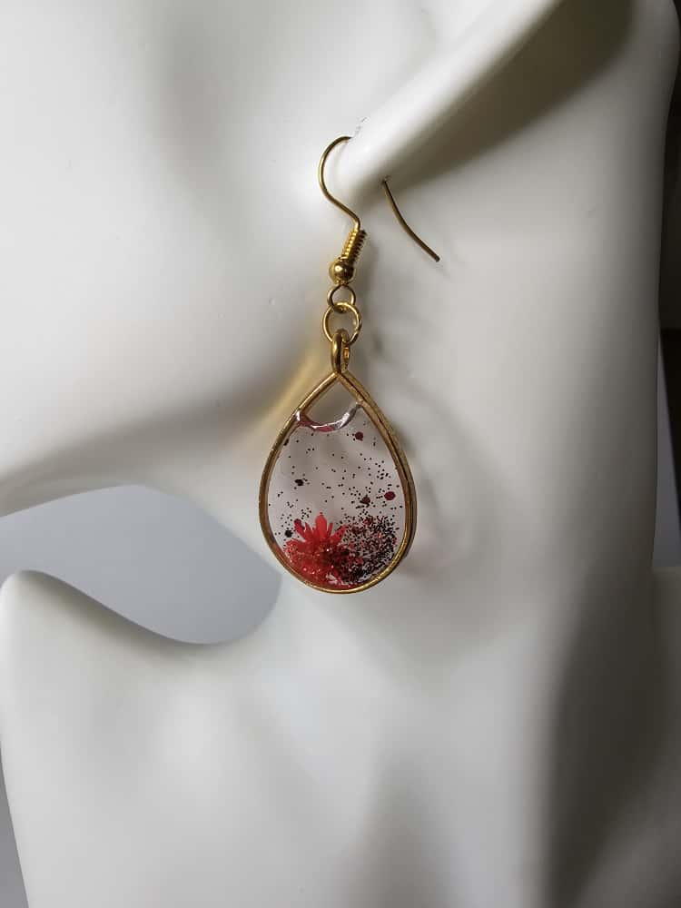 Crimson Bloom Resin-Earrings