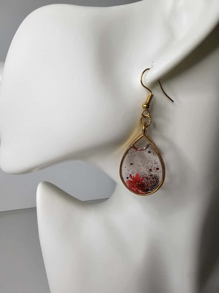 Crimson Bloom Resin-Earrings