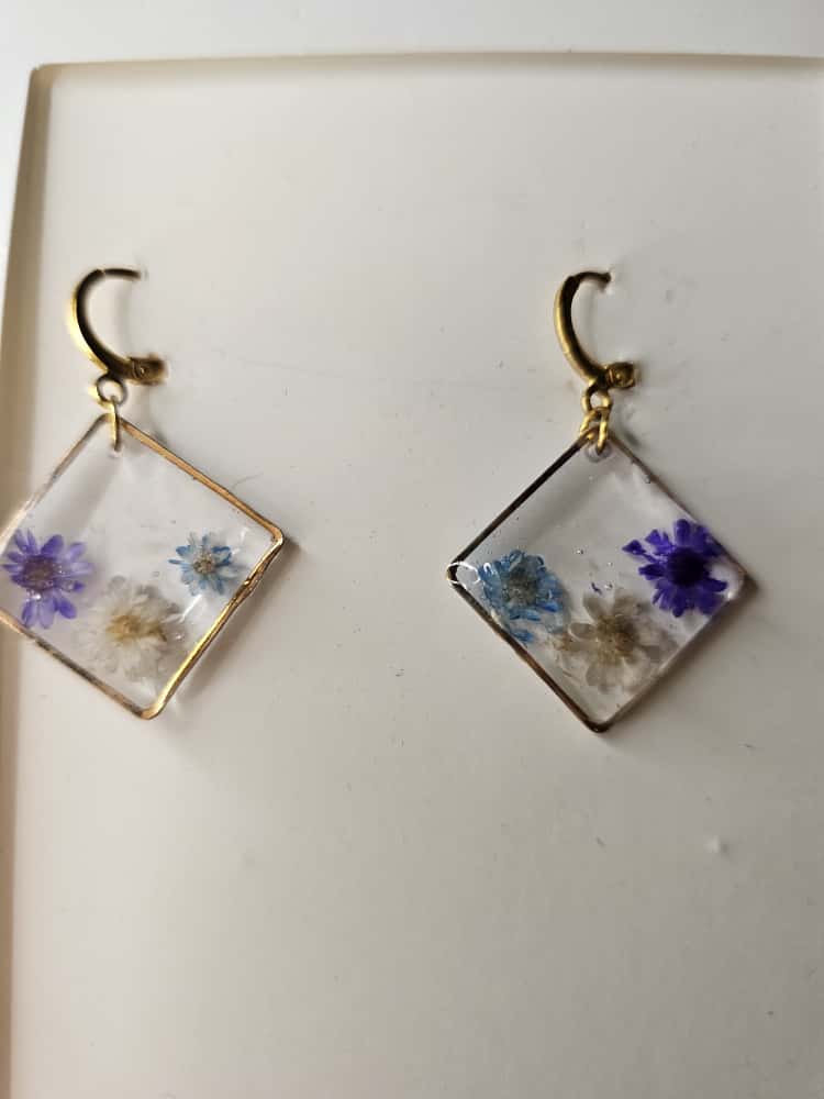 Handmade – Blue Meadow Resin Earrings