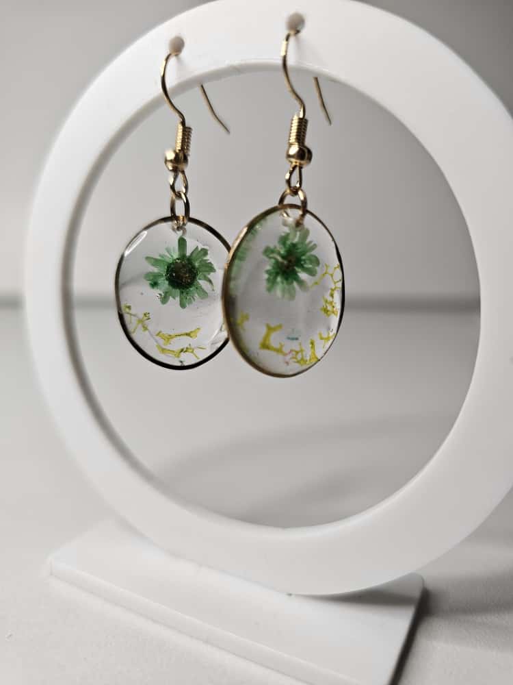 Handmade – Emerald Meadow Resin Jewellery Set (Necklace & Earring)