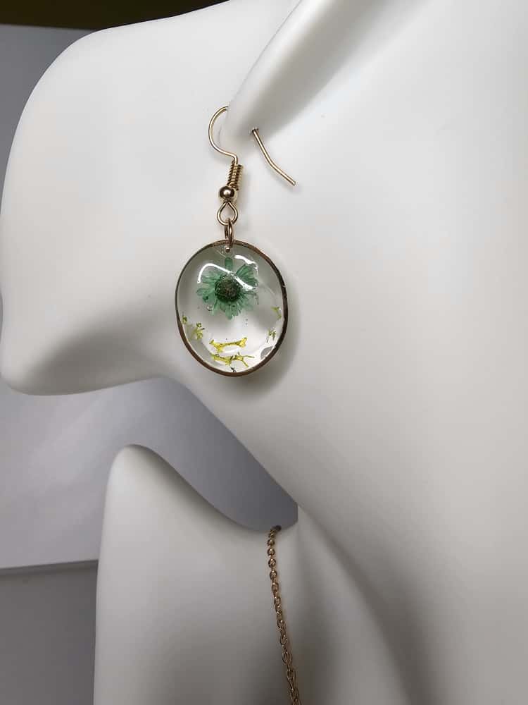 Handmade – Emerald Meadow Resin Jewellery Set (Necklace & Earring)