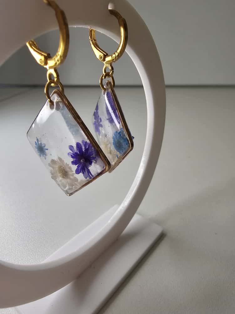 Handmade – Blue Meadow Resin Earrings