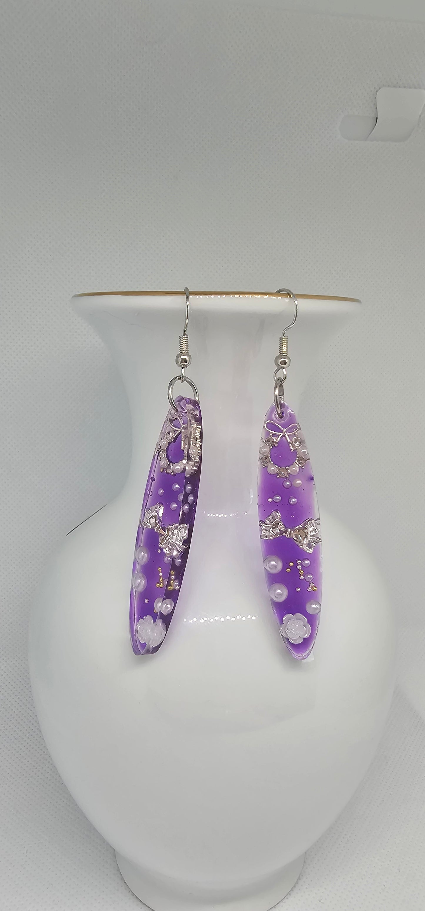 Royal Bloom Purple Resin Earrings – Limited Edition image 0