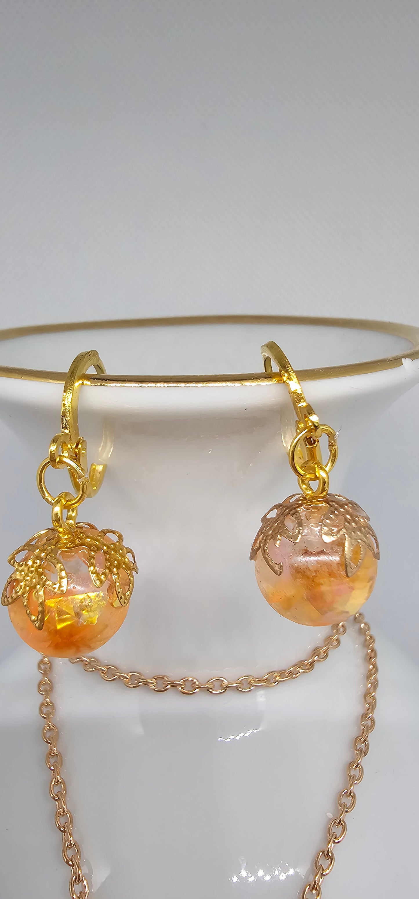 Golden Glow Orb Set – Silver-Plated Resin Necklace & Earrings image 2