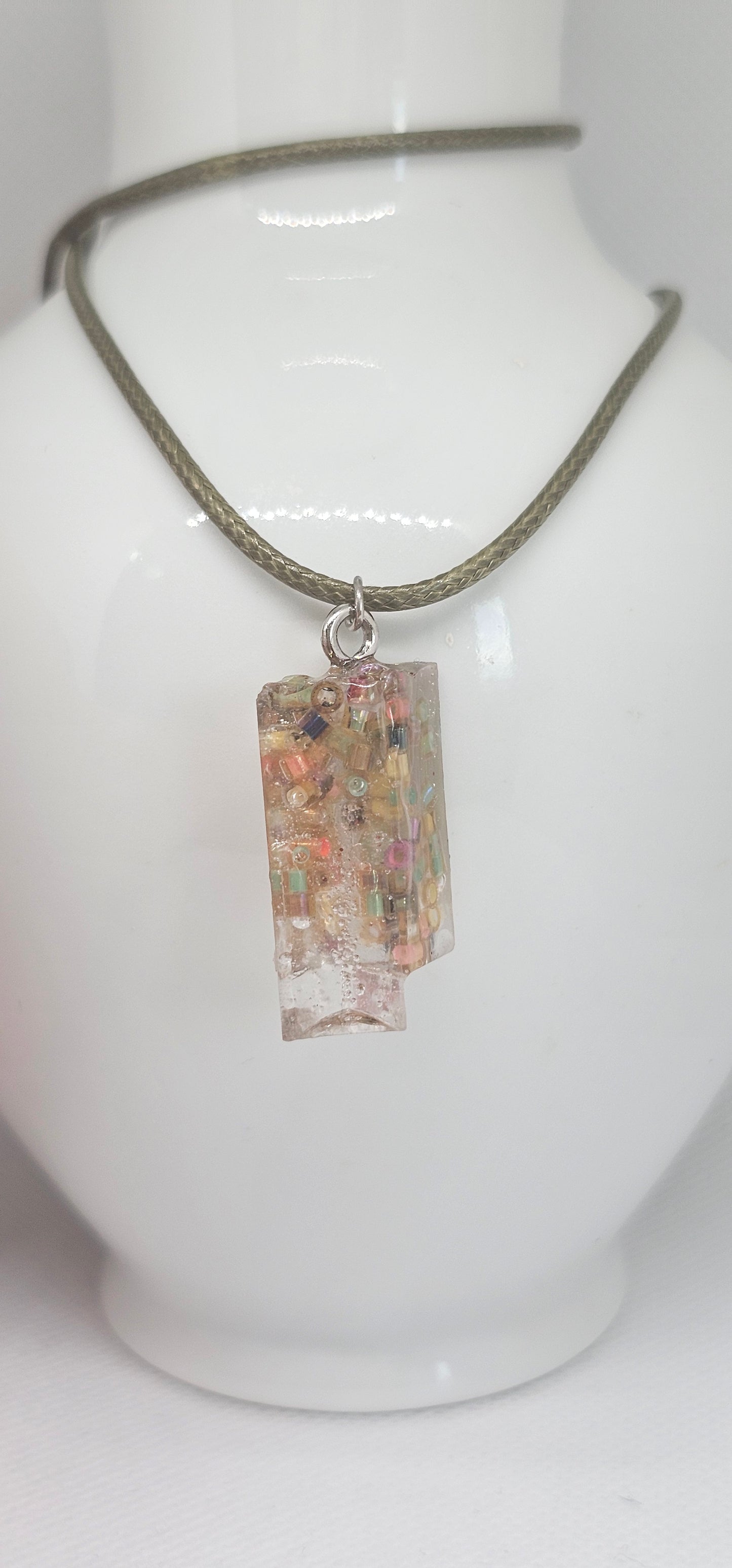 Confetti Dreams Pendant – Resin Charm with Colourful Beads image 0