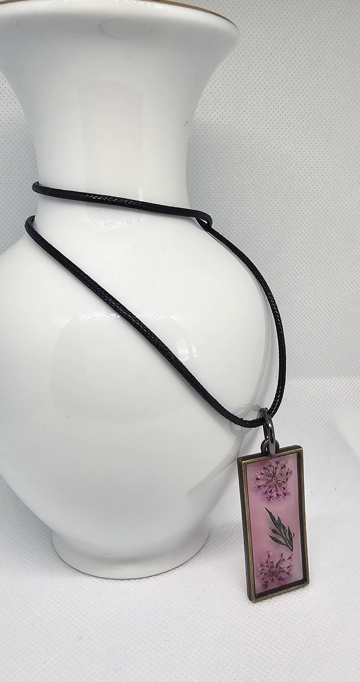 Wild Meadow Botanical Pendant – Antique Bronze & Resin Necklace image 0