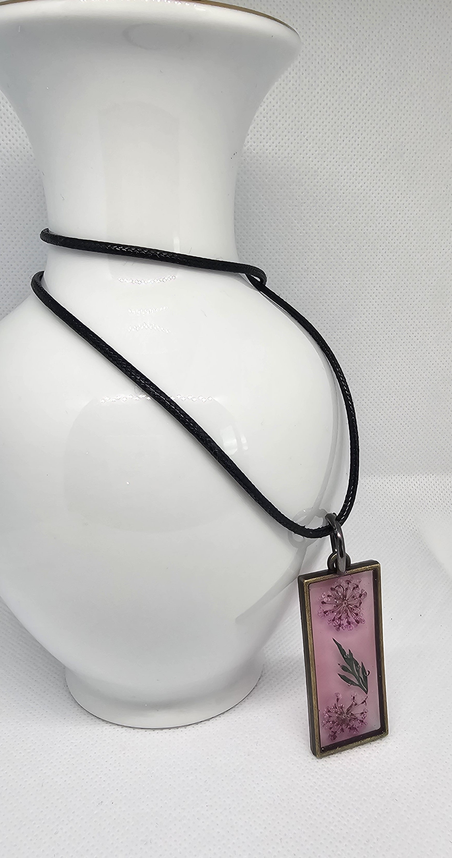 Wild Meadow Botanical Pendant – Antique Bronze & Resin Necklace image 0