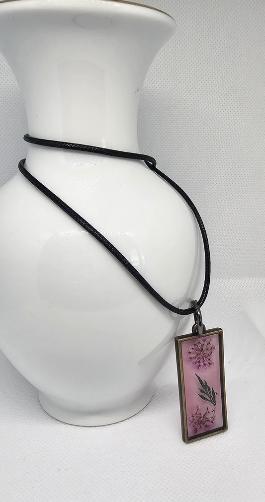 Wild Meadow Botanical Pendant – Antique Bronze & Resin Necklace image 0