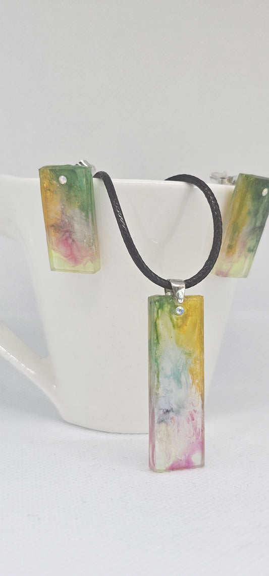 HandMade-Mystic Aurora Resin Jewellery Set image 0