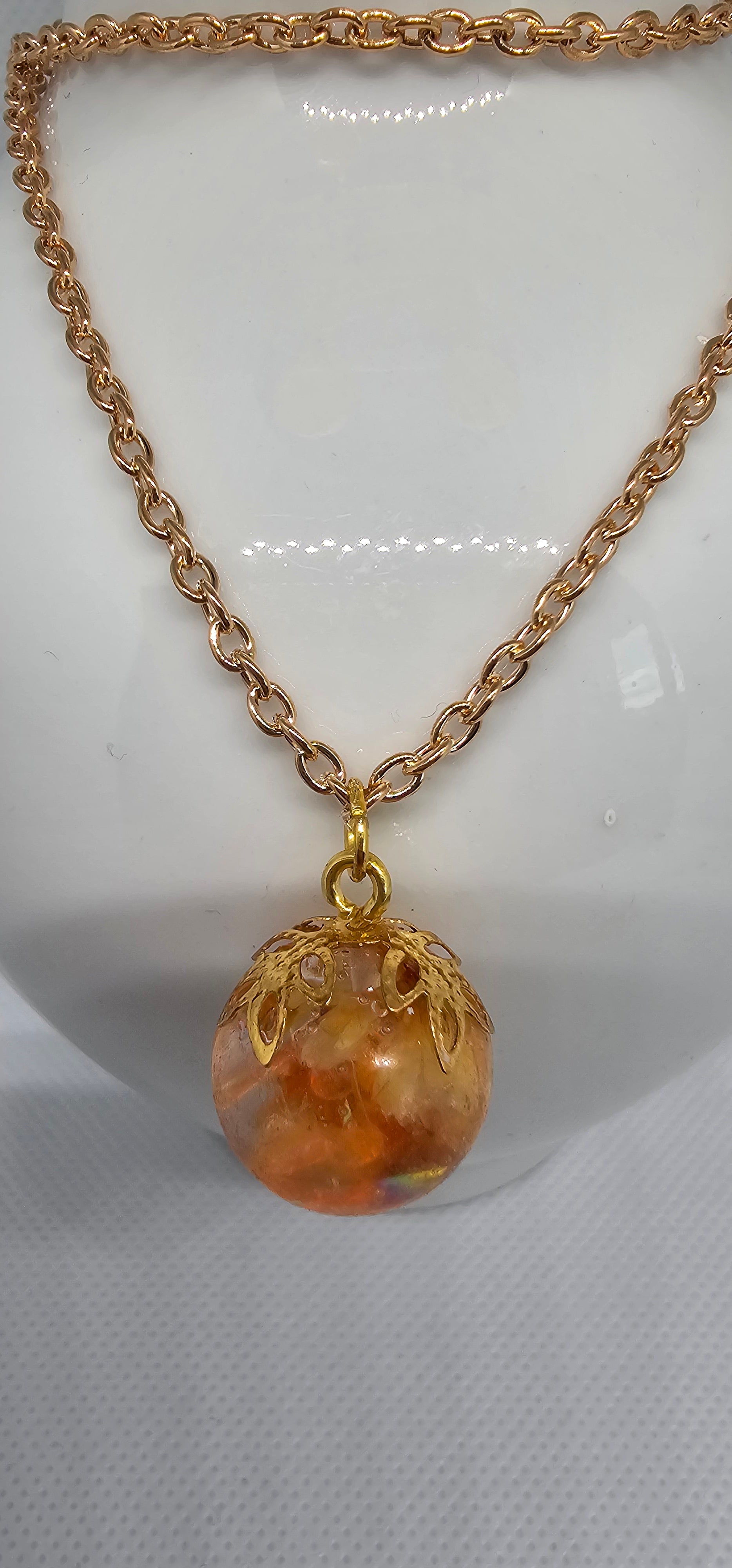 Golden Glow Orb Set – Silver-Plated Resin Necklace & Earrings image 1