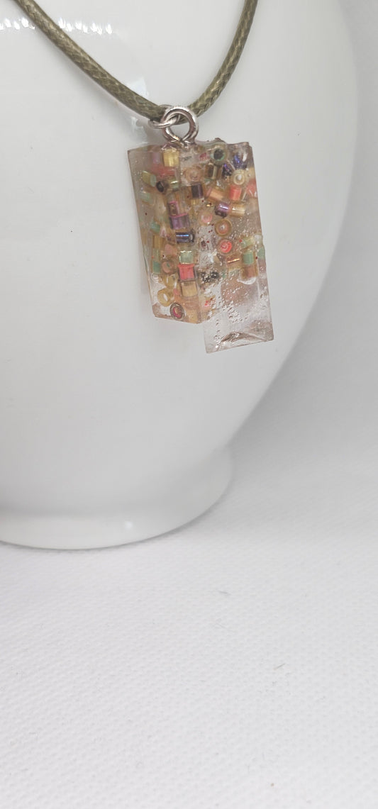 Confetti Dreams Pendant – Resin Charm with Colourful Beads image 1