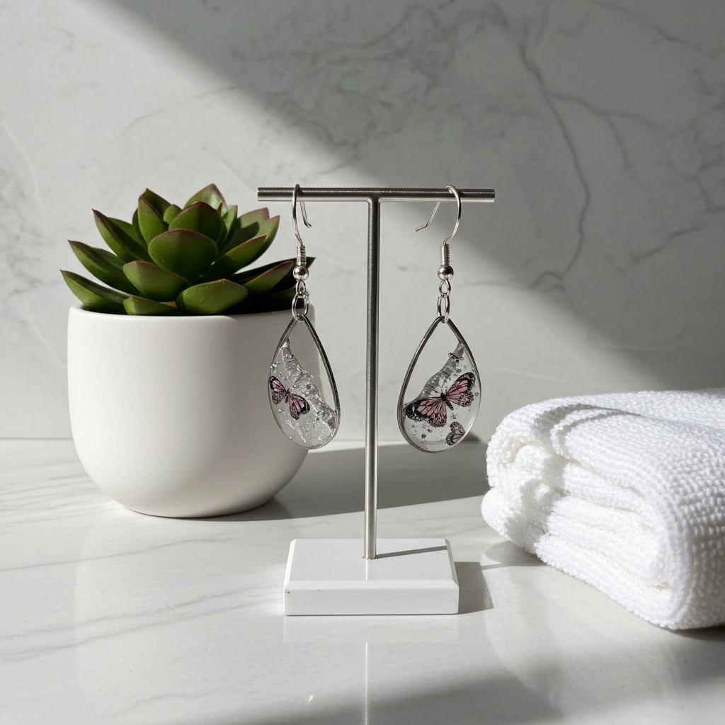 Handmade – Butterfly Whisper Resin Earrings