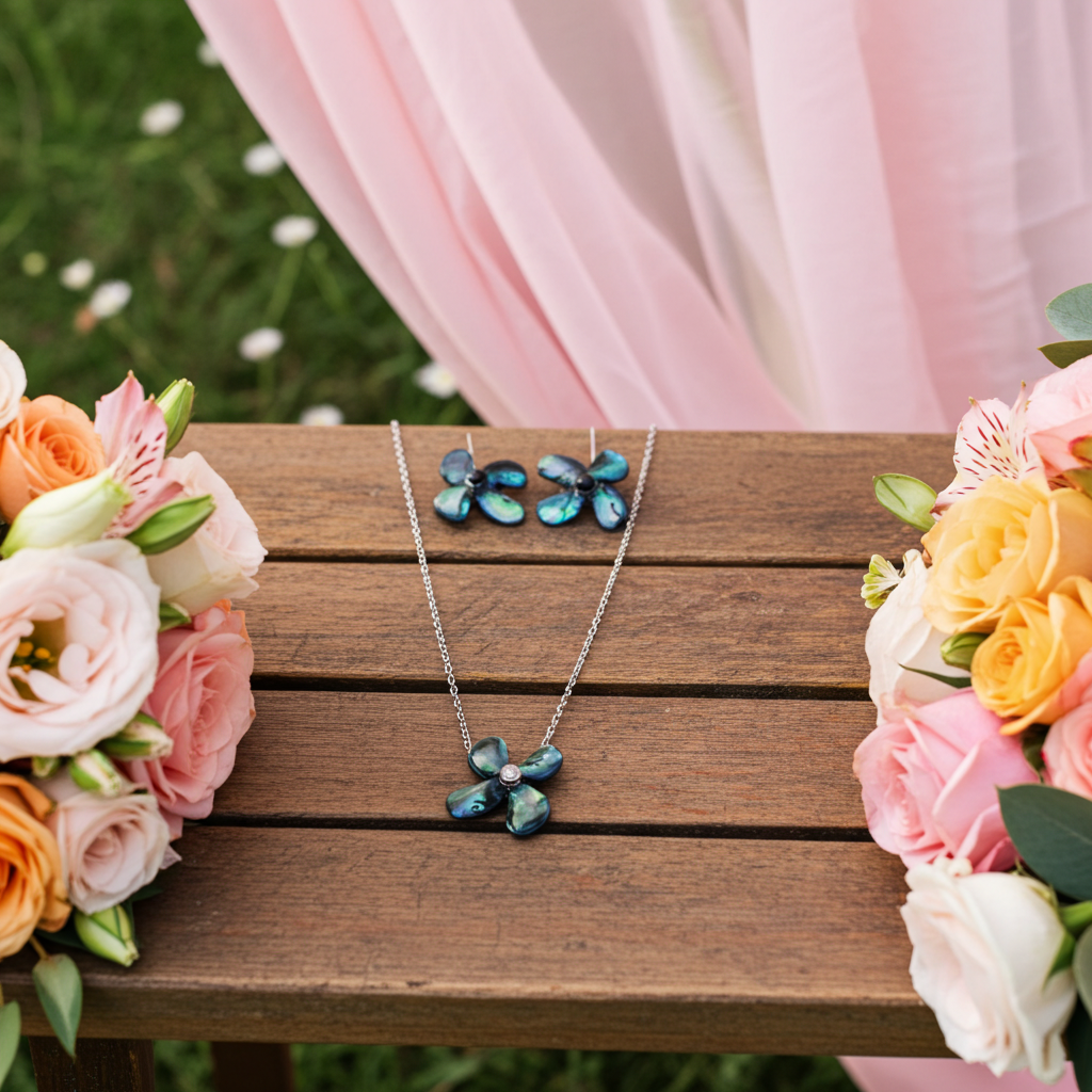 Emerald Tide Resin Jewellery Set – Handcrafted Necklace & Earrings | Resin & Root