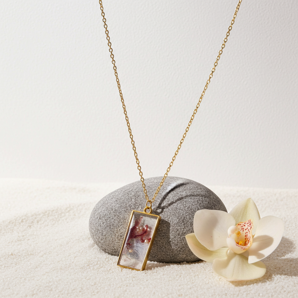 Handmade – Crimson Flow Resin Necklace