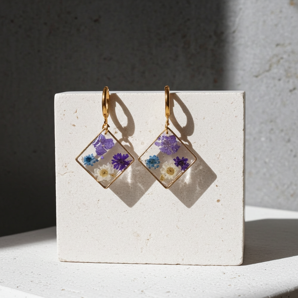 Handmade – Blue Meadow Resin Earrings