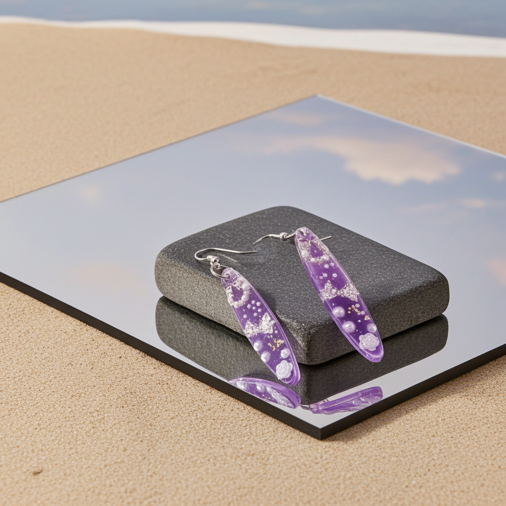 Royal Bloom Purple Resin Earrings – Limited Edition