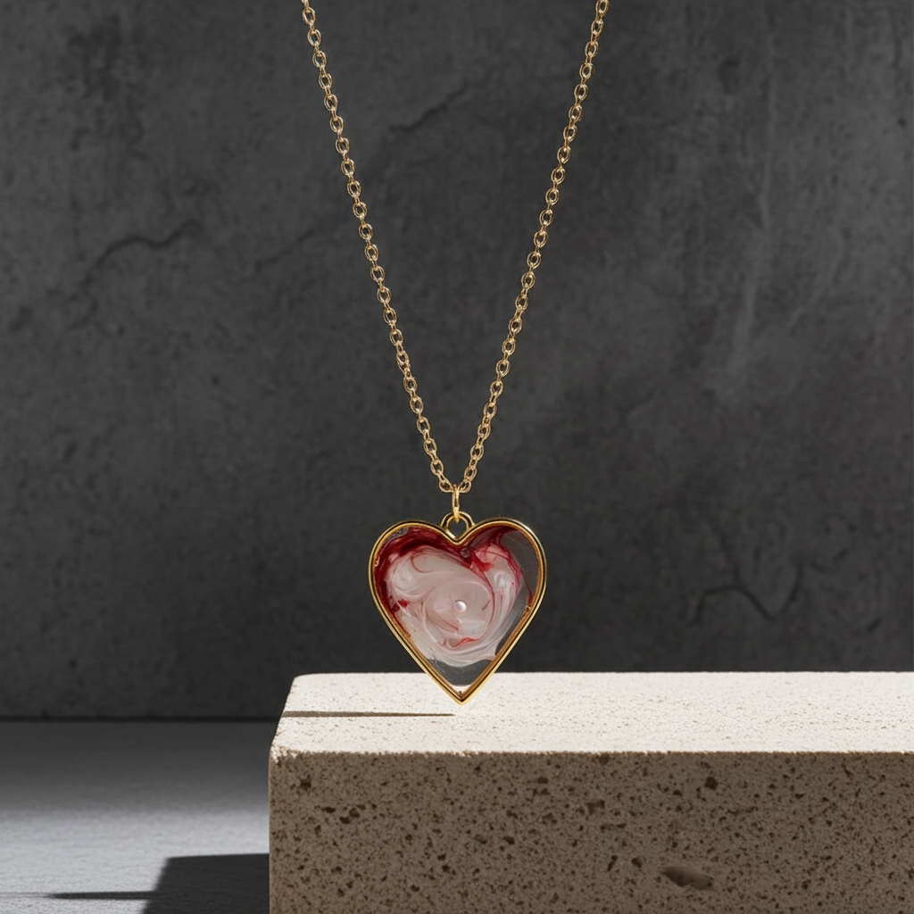 Handmade – Blush Heart Resin Necklace