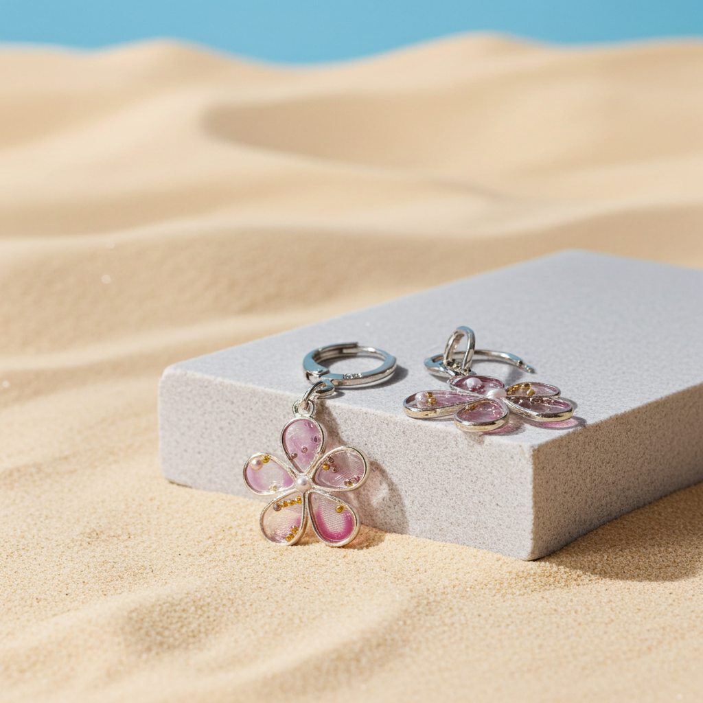 Pink Bloom Hoop Earrings