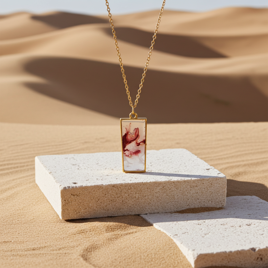 Handmade – Crimson Flow Resin Necklace