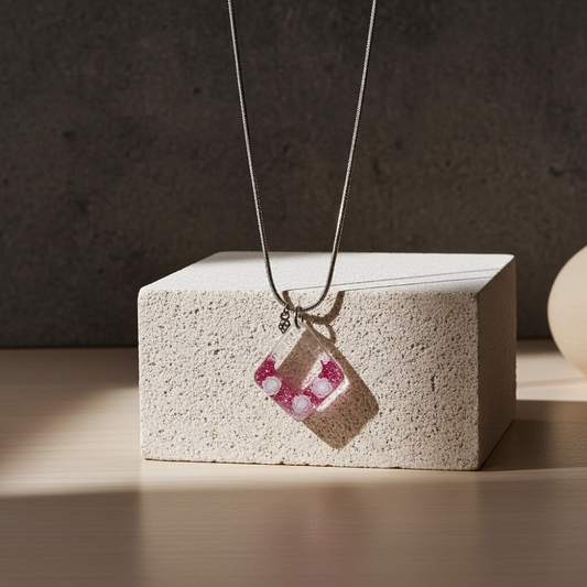 Handmade – Crimson Frost Resin Necklace