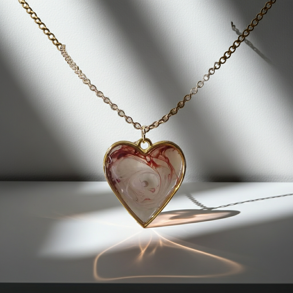 Handmade – Blush Heart Resin Necklace