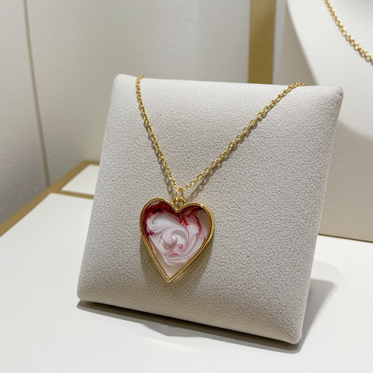 Handmade – Blush Heart Resin Necklace