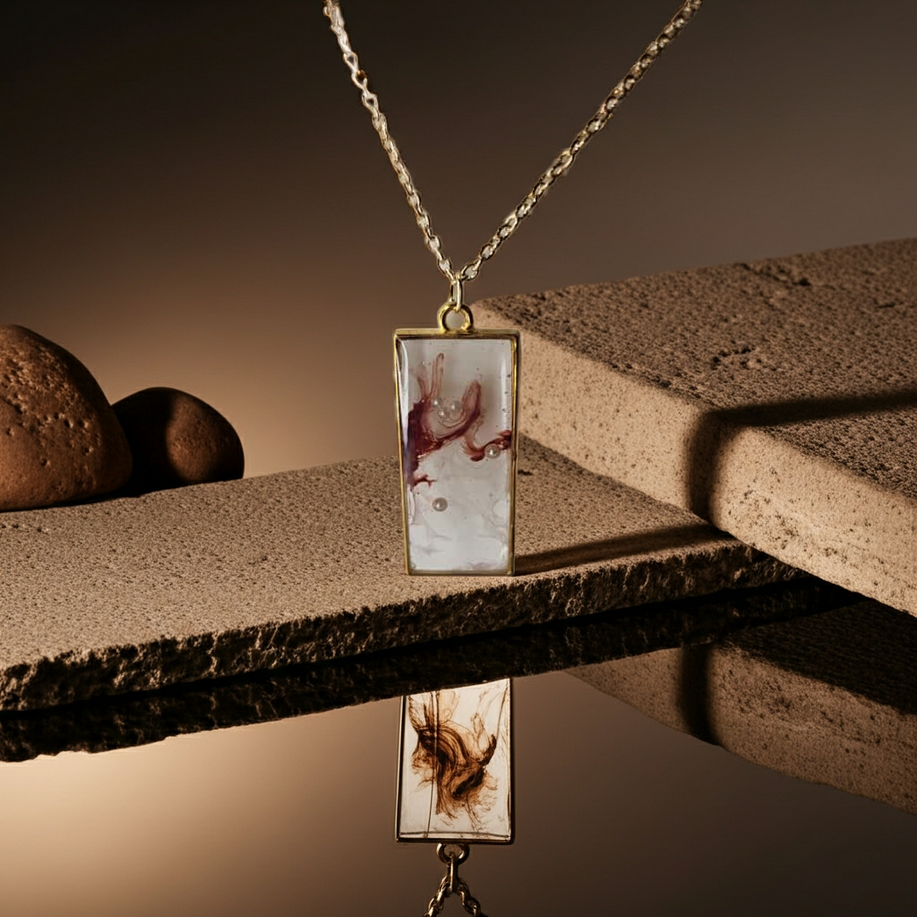 Handmade – Crimson Flow Resin Necklace