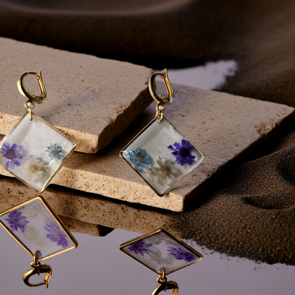 Handmade – Blue Meadow Resin Earrings