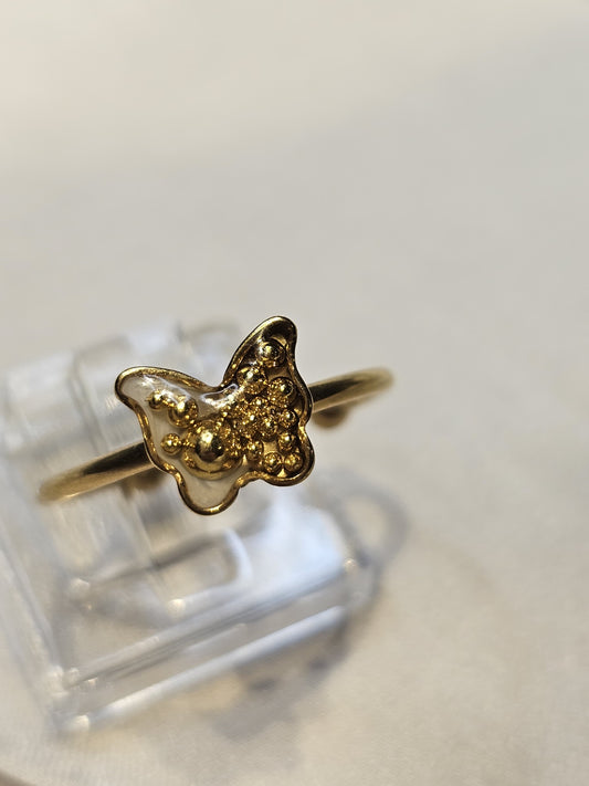 Golden Bloom Butterfly Ring– One Size (Adjustable)