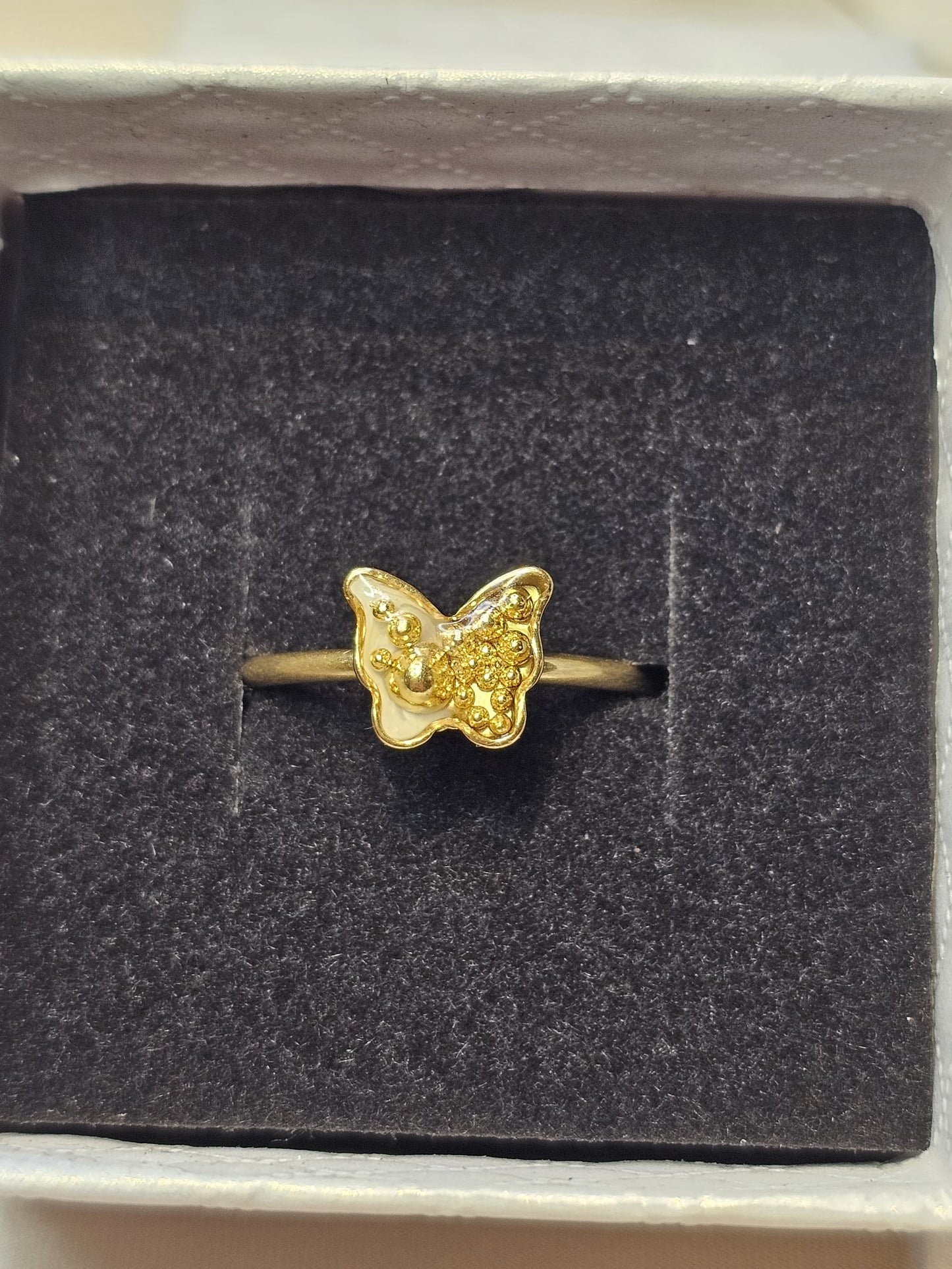 Golden Bloom Butterfly Ring– One Size (Adjustable)