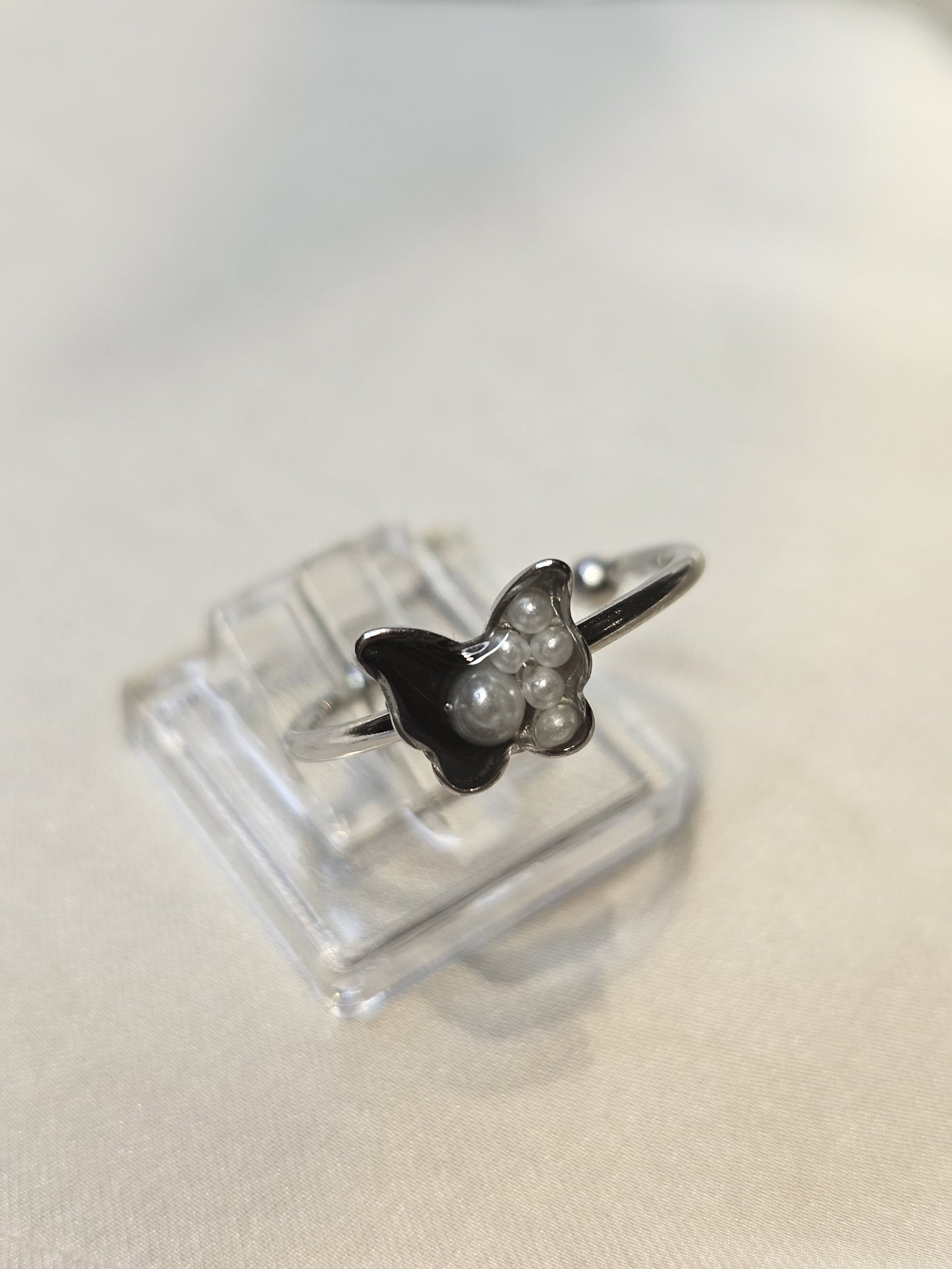 Silver Night Butterfly Resin Ring – One Size (Adjustable)