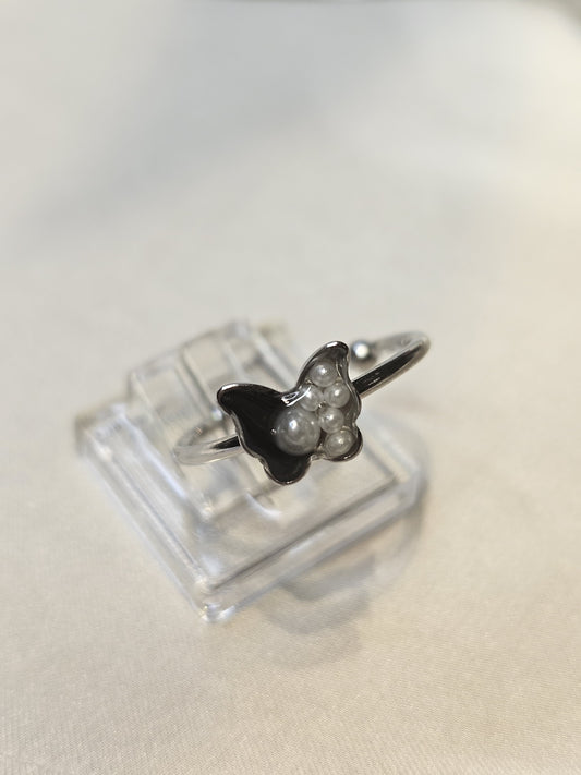 Silver Night Butterfly Resin Ring – One Size (Adjustable)