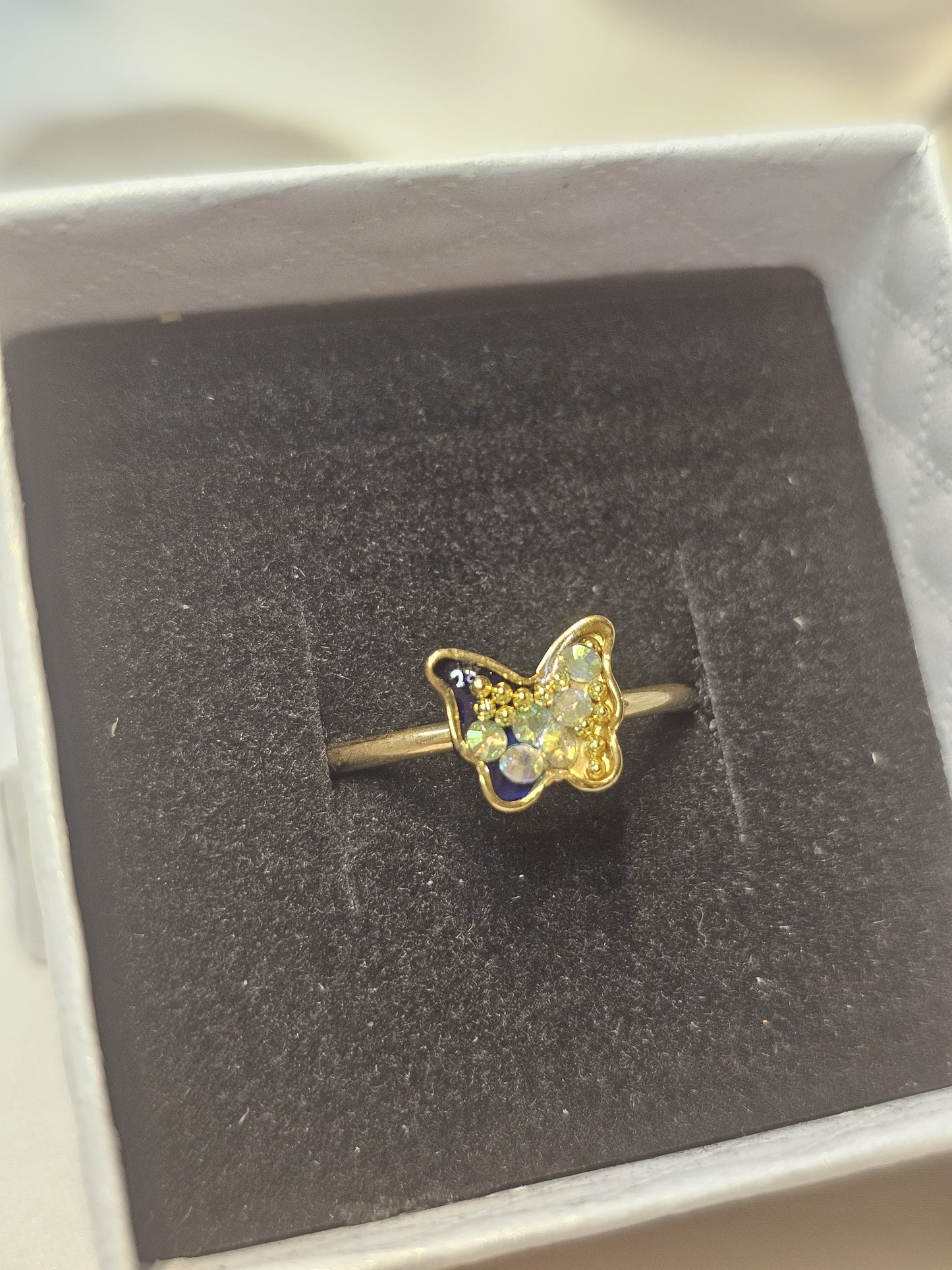 Golden Aurora Butterfly Ring – One Size Adjustable