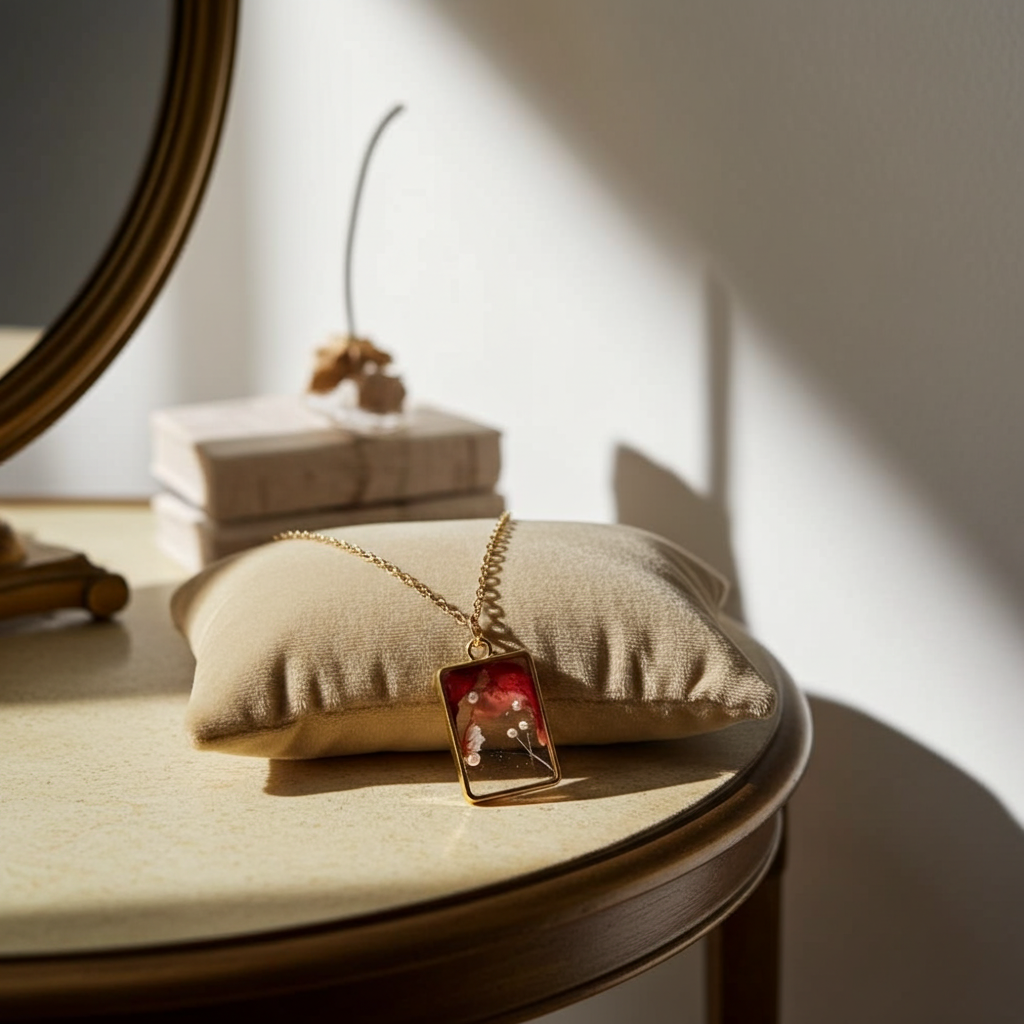 Handmade – Scarlet Pearl Resin Necklace