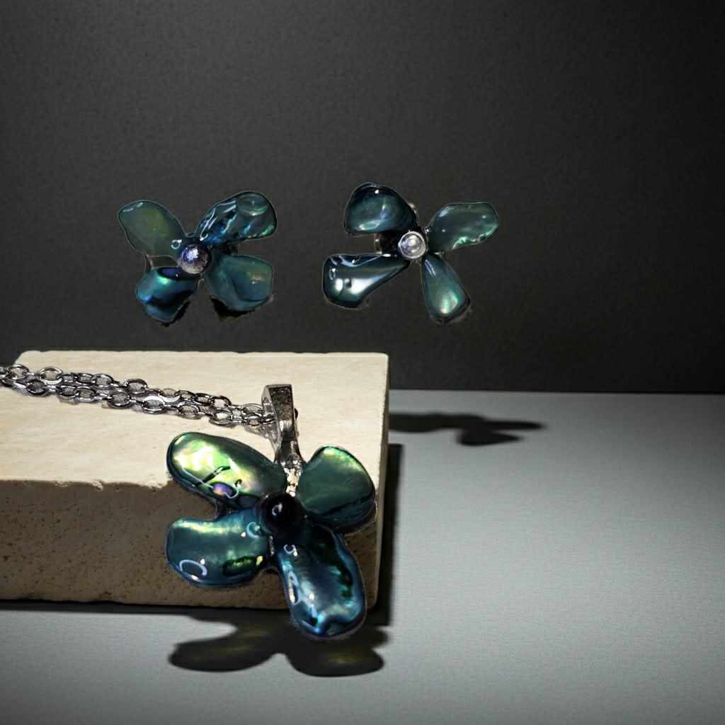 Emerald Tide Resin Jewellery Set – Handcrafted Necklace & Earrings | Resin & Root