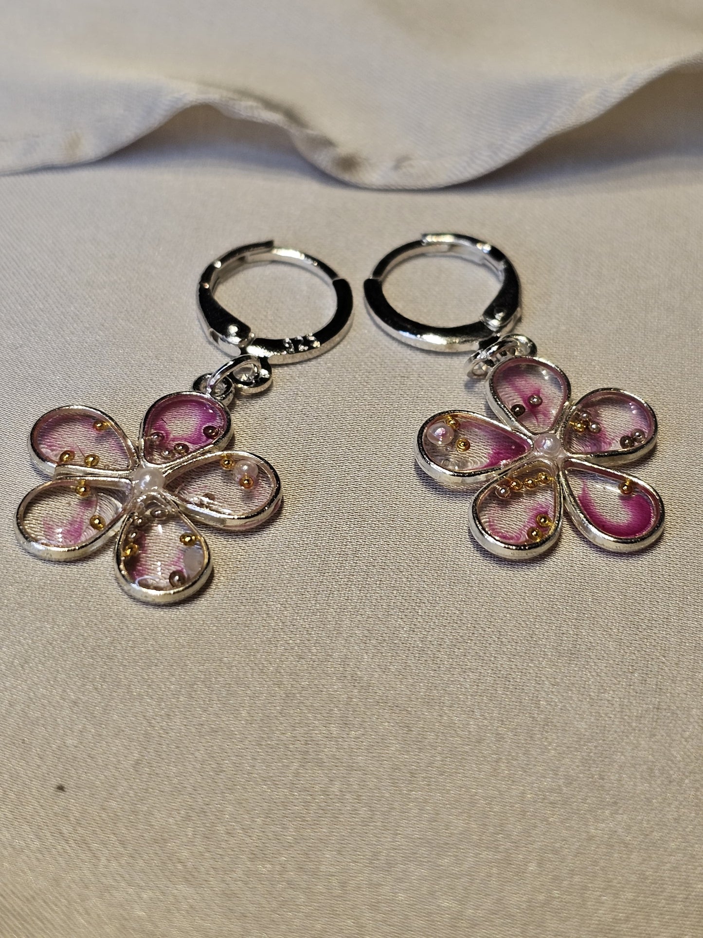 Pink Bloom Hoop Earrings