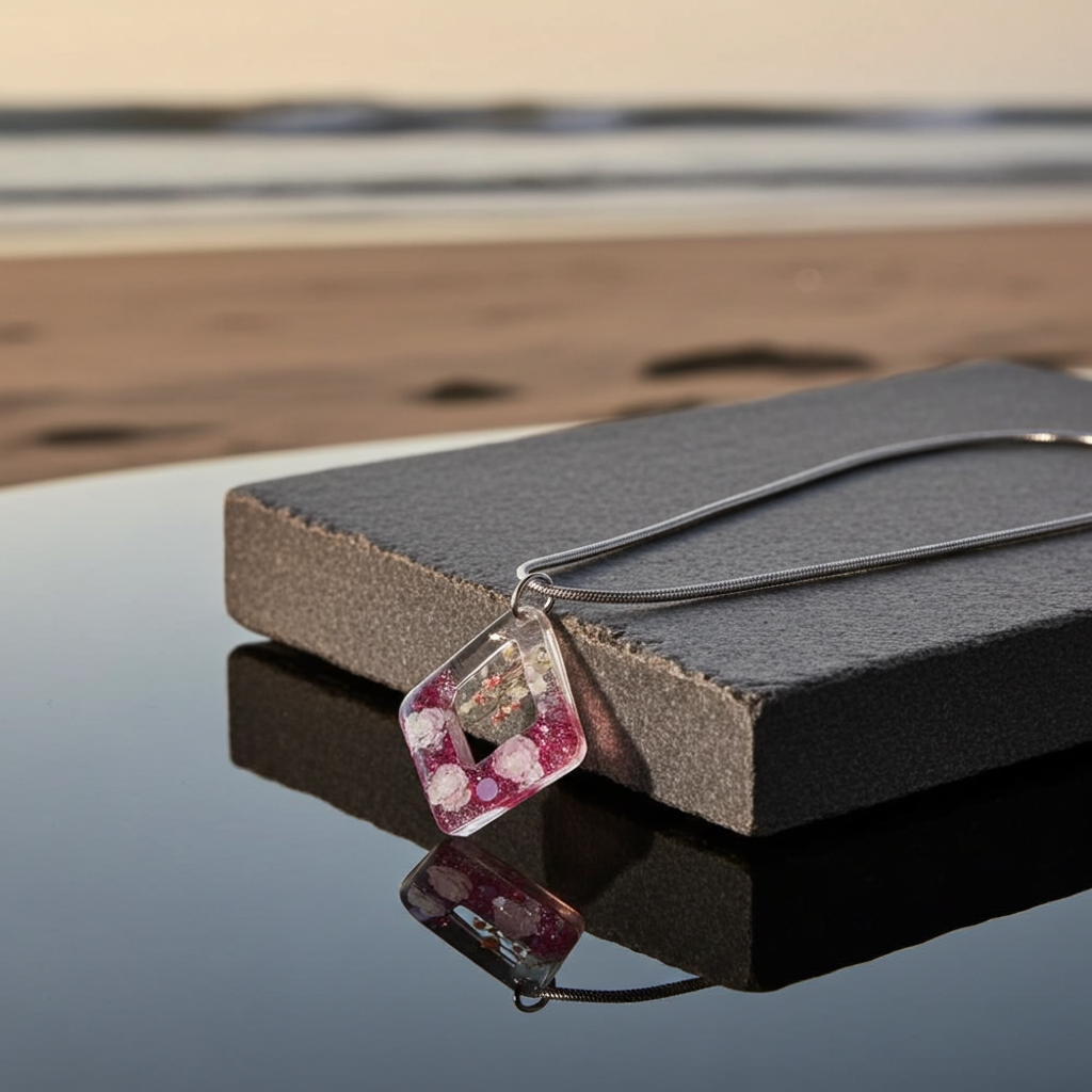 Handmade – Crimson Frost Resin Necklace