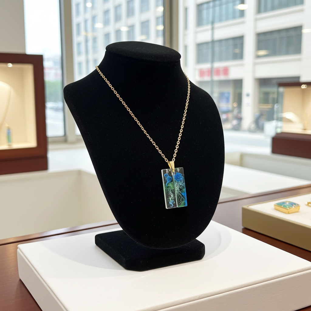 Handmade – Ocean Bloom Resin Jewellery Set (Necklace & Earrings)