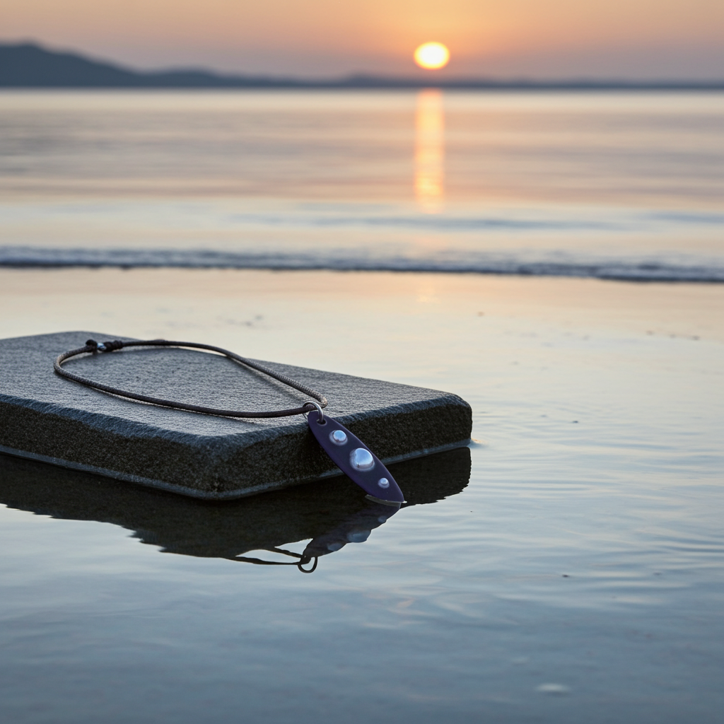 Deep Violet Resin Necklace with Heart & Pearls | HandMade/Gentle Collection